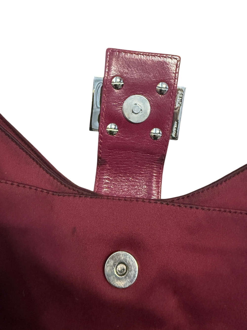 Vintage Fendi FF Neoprene Mamma Baguette Fuchsia Pink Leather Trim Shoulder Bag - Picture 6 of 12
